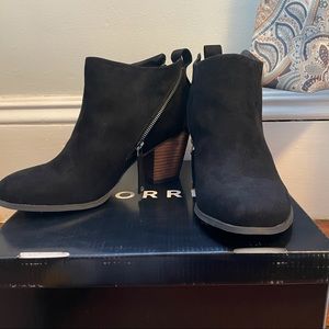 Black Faux Suede Double Zip Bootie (Wide Width)